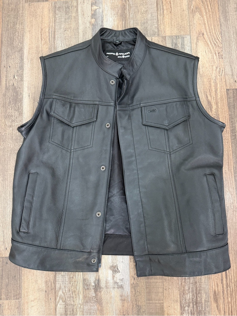 Road Armor by Skull Riderz - NWOT - Men's Black Leather Vest